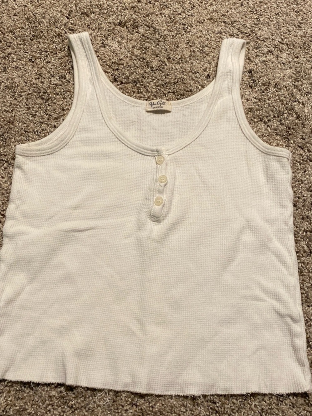 Brandy Melville White Ribbed Henley Tank